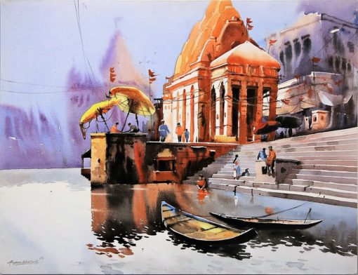 Arpan Bhowmik Temple Acrylic on canvas 76 x 100 cm 2016 Large