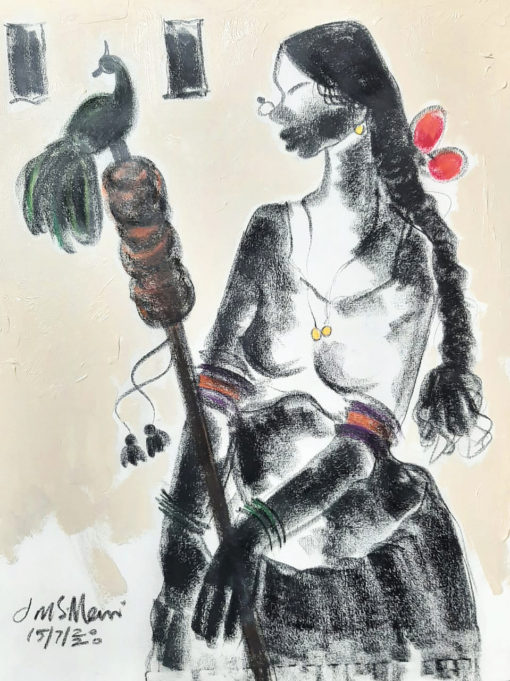 JMS Mani Badami Woman 2020 Charcoal on canvas 66 x 86 cm SGD 900