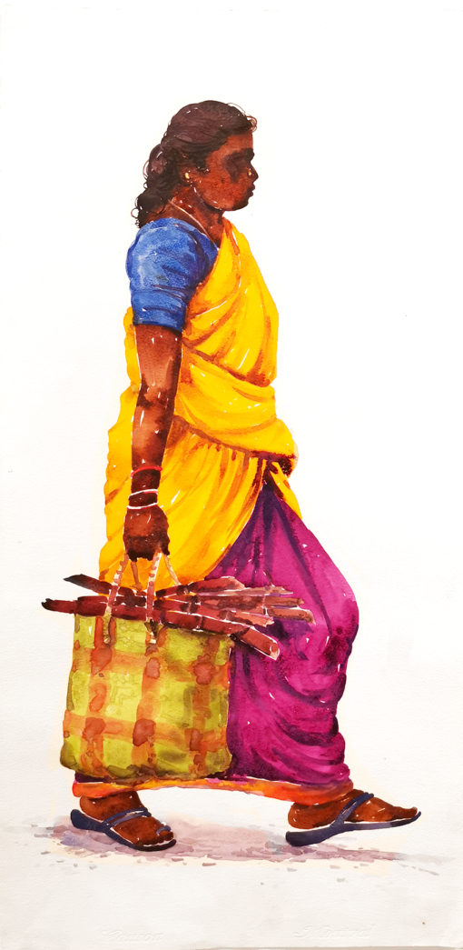 S. Sivabalan Village 03 watercolour on paper 75 x 35 cm SGD 140