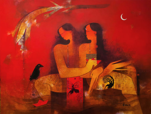 Amol Pawar Loving couple 2019 Acrylic on canvas 91 x 122cm SGD 2700