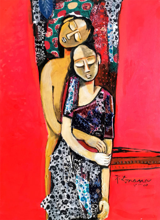 P. Gnana 2020 Mixed media on canvas 86 x 106 cm SGD 5600