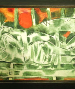 Alphonso Doss Romance on Bullock Cart 2003 Oil on canvas 71x141cm framed 154 x 86 cm SGD 7800