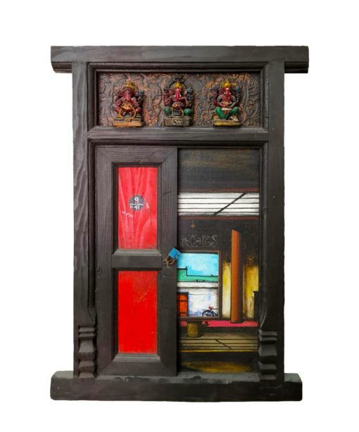 K. R. Santhana Door 2018 mixed media on wood 66 x 46 x 4cm SGD 1600