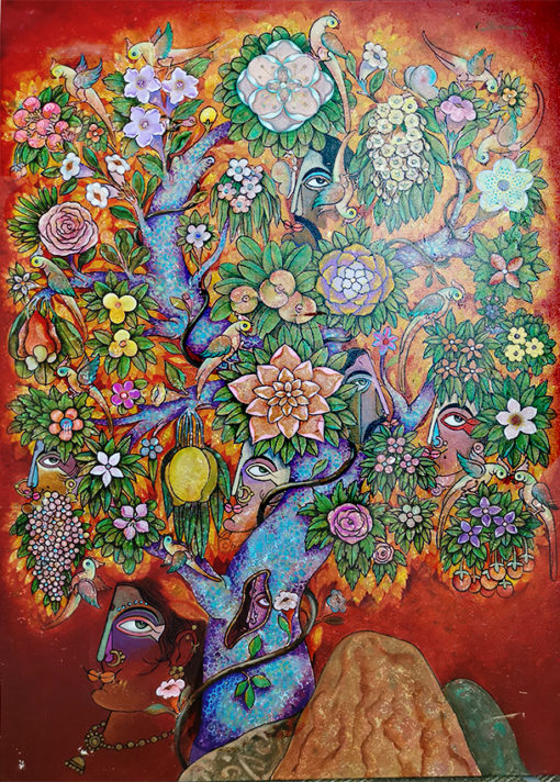 Karthikeyan Tree of Life 2018 Acrylic on canvas 121 x 86 cm SGD 2150