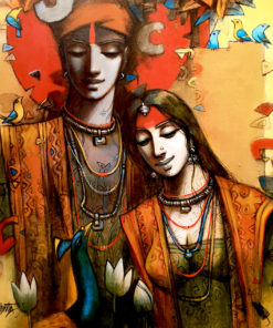 Subrata Das, Radha Krishna, 91 x 91 cm, acrylic on canvas, 2020, SGD 2,350
