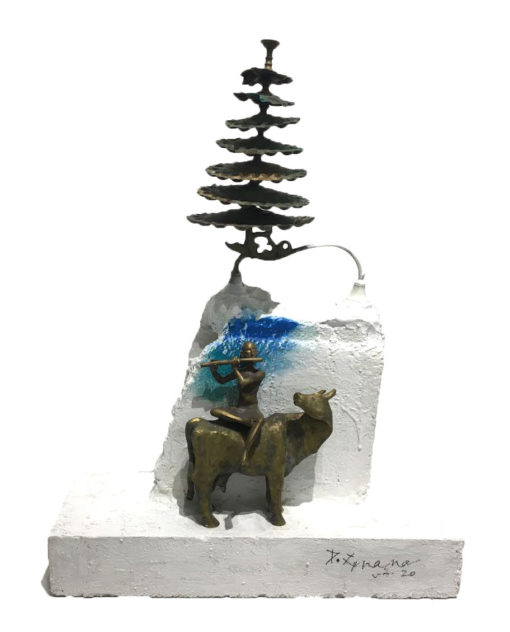 P.Gnana Krishna Bronze Brick Wood Mixed Media 61x20x8cm 2021 SGD 4600