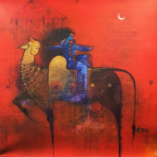 Amol Pawar Krishna Acrylic on Canvas 46 x 46 cm 2020 SGD 600 PANEL A UP