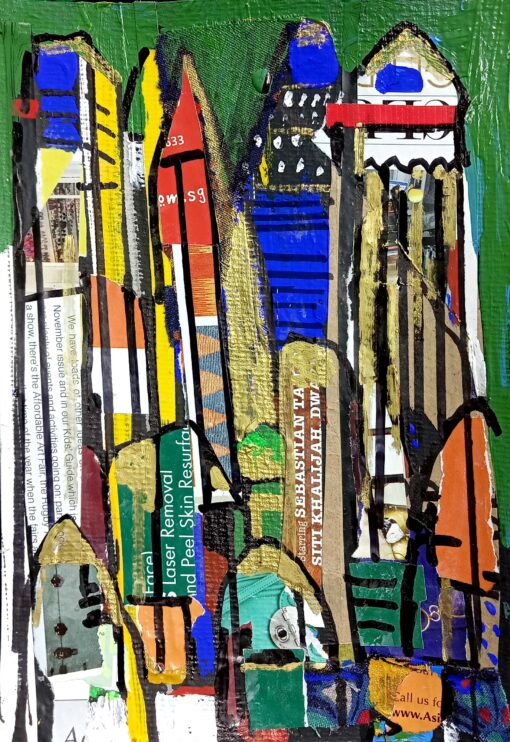 01. P. Gnana Cityscape Mixed media on paper 15 x 21 cm. SGD 280 FILE 11