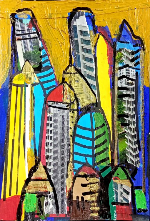 02. P. Gnana Cityscape Mixed media on paper 15 x 21 cm SGD 280 FILE 11