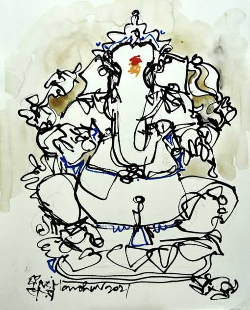 N S Manoharan 50 x 41 cm watercolour and ink on paper 2021 DSC01776