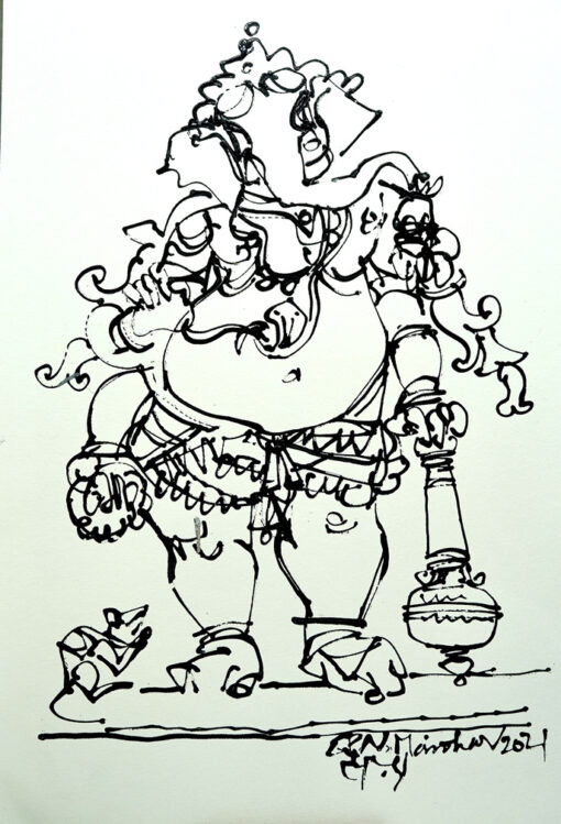 N S Manoharan 55 x 38 cm ink on paper 2021 DSC01778