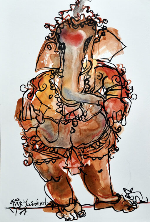 N S Manoharan 55 x 38 cm watercolour and ink on paper 2021 DSC01786