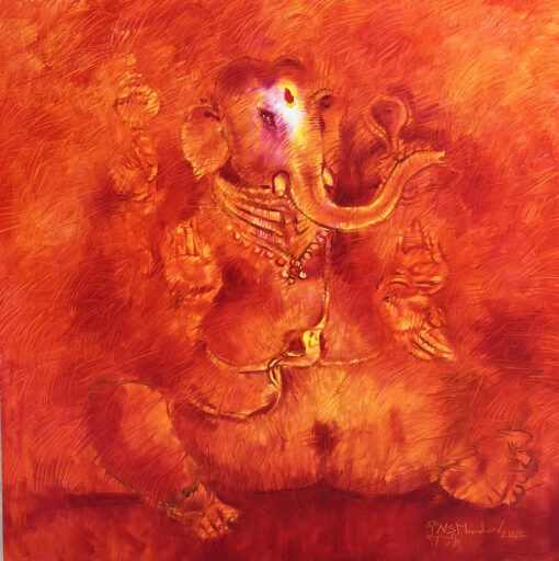 N.S Manoharan 100 x 100 cm oil on canvas 3600 sgd 2022