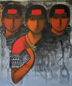Sachin Sagare Lady with flower 1 Acrylic on canvas 61 x 61 cm 1050 SGD 2022 1