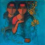 Sachin Sagare Lady with flower 2 Acrylic on canvas 61 x 61 cm 1050 SGD 2022