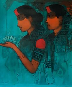 Sachin Sagare Lady with flower 3 Acrylic on canvas 61 x 61 cm 1050 SGD 2022