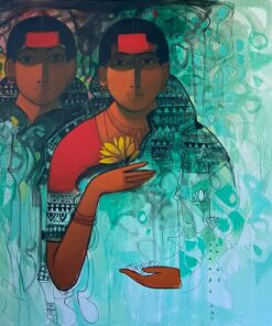 Sachin Sagare Lady with flower 8 Acrylic on canvas 91 x 91 cm 2200 SGD 2022