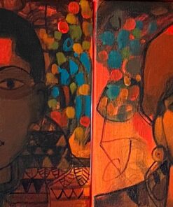 Sachin Sagare woman and man acrylic on canvas 30 x 30 cm 300 SGD each 2022 1